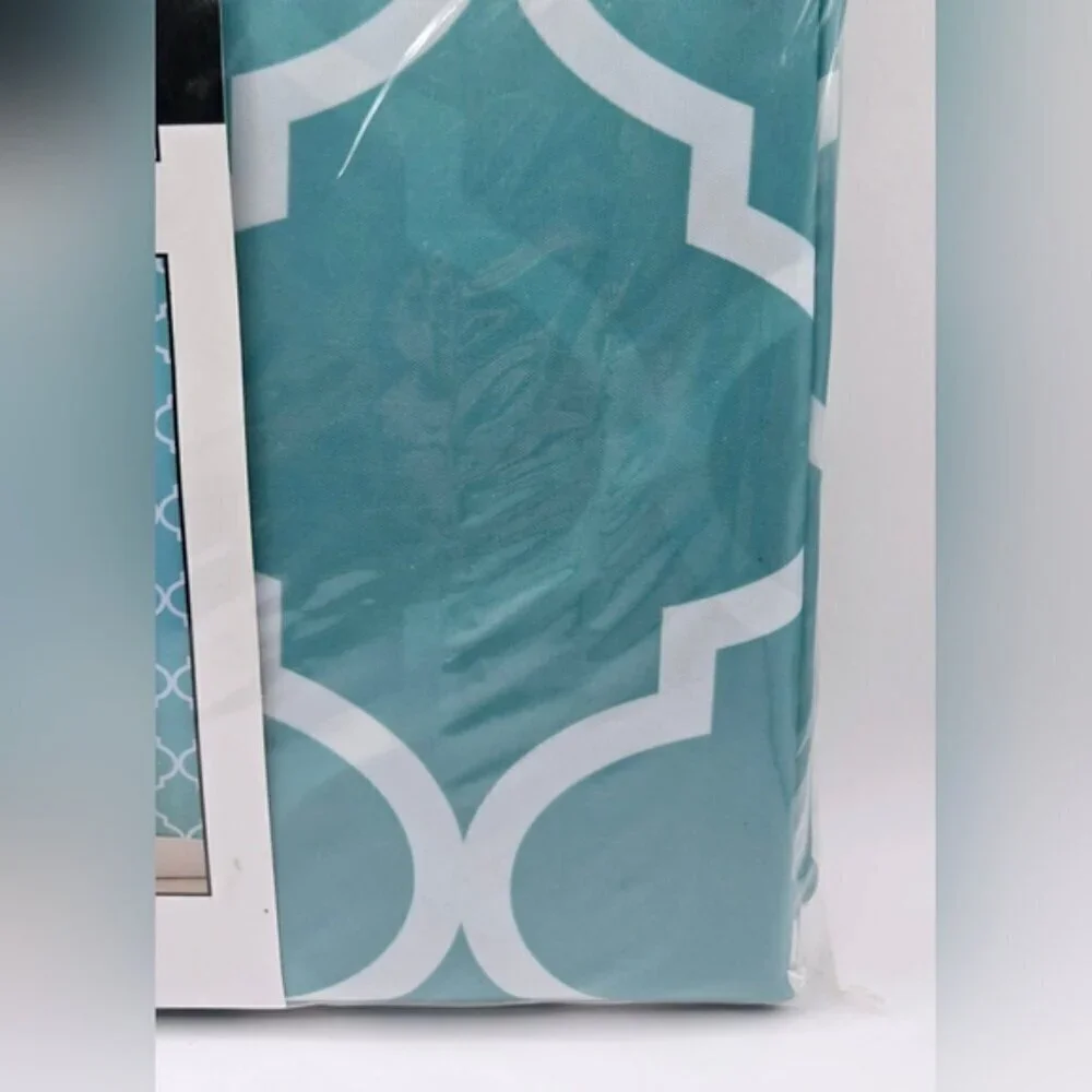 Colorful Geometric Teal Quatrefoil Pattern Moroccan Shower Curtains NWT